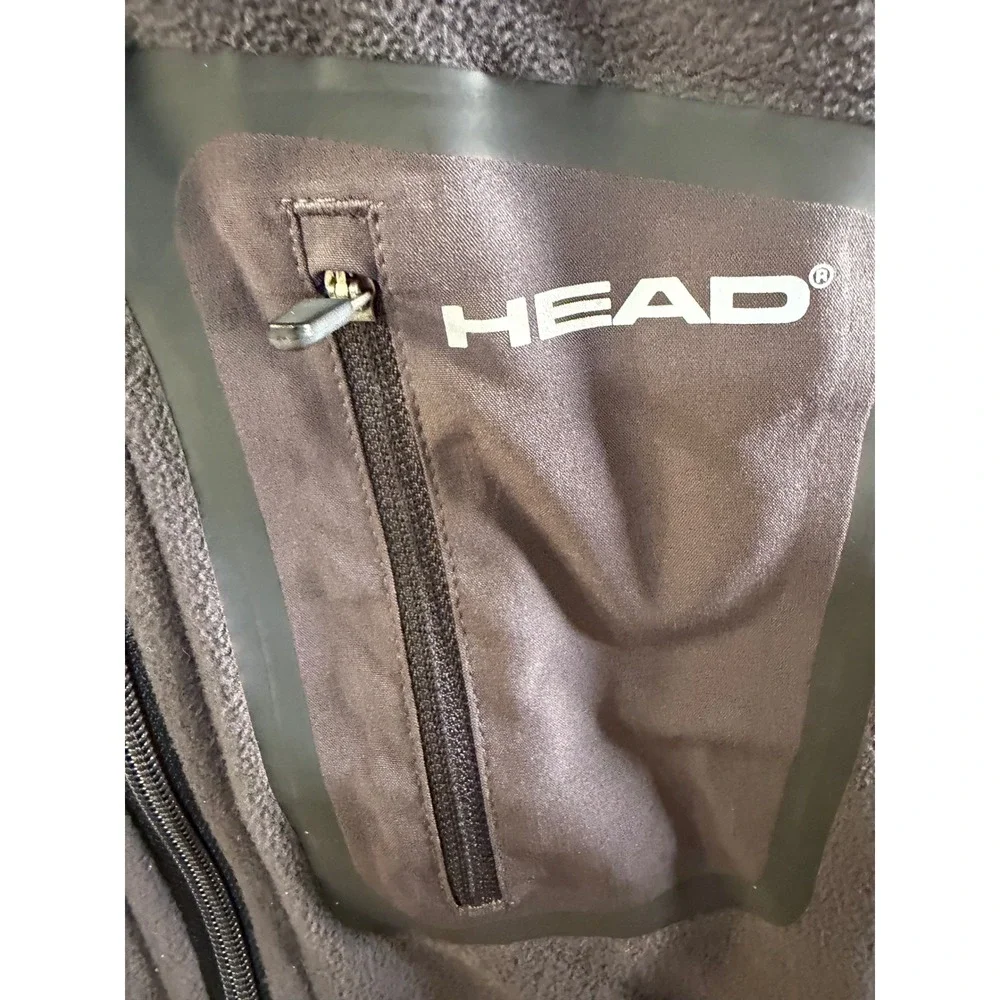 Head Mens Fleece Vest Charcoal Gray Full Zip Sleeveless Jacket Large